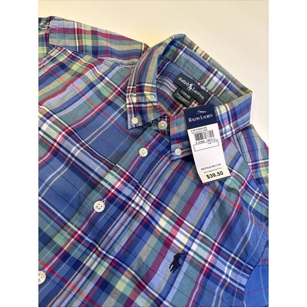 Polo Ralph Lauren Madras Plaid Cotton Button Down Boy's‎ Large(14-16)
